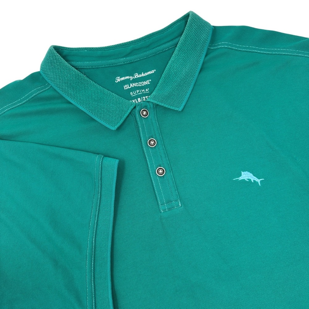TOMMY BAHAMA Men's Green Short Sleeve Islandzone Polo Shirt Supima Cotton 2XLB